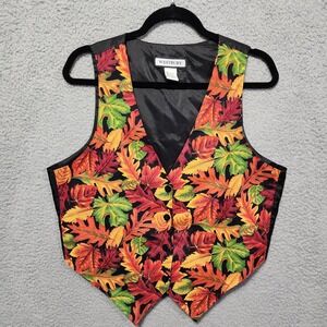 Vintage‎ Westbury Women's Large 90s Sleeveless Fall Leaves Orange Green Yellow